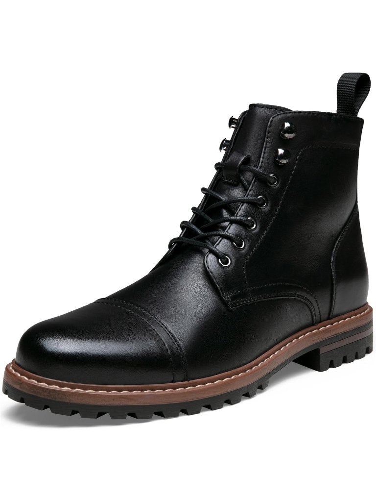 Men's Black Boots Premium Leather Cap Toe Casual Boots Chukka Dress Boots